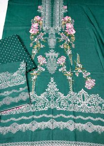 Green Floral Dress Material