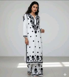 Elegant White Embroidered Kurta Set