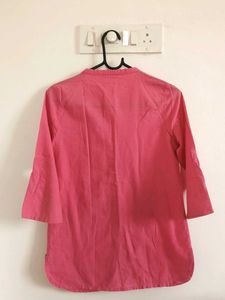 Pink Button-Down 3/4 Sleeve Top