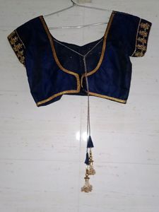 Elegant Blue &amp; Gold Embellished Indian Dress