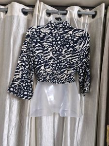 black printed crop top