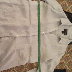 Tahari Linen Button-Down Shirt blue and white