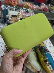 Green Stones Hand Clutch With Sling