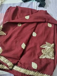Maroon Embroidered Saree