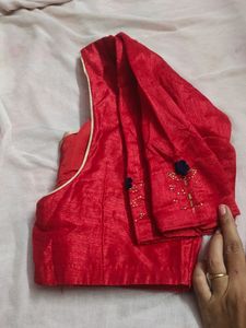Fancy Yellow 💛 Saree With Red Blouse