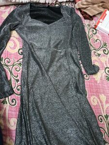 Sparkly Silver Midi Dress