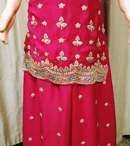 Elegant Pink Embroidered Kurta plazzo Set
