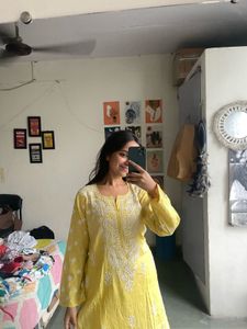 Yellow Embroidered Kurti