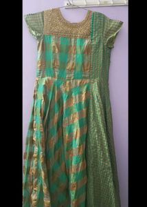 Traditional Long Frock With Stone Workon Neck Part