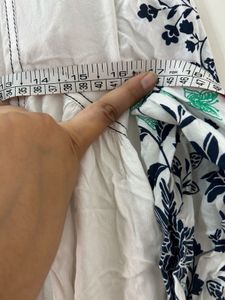 White Floral Printed Aline Top