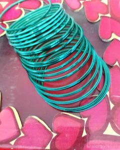 Teal Green Metal Bangles - Set of 20, 🆕✨
