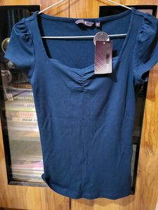 Ribbed Sexy Teal Color Top