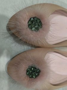 Pink Jelly Flats with Pom-Pom Detail