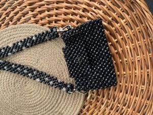 Black Beaded Shoulder Bag