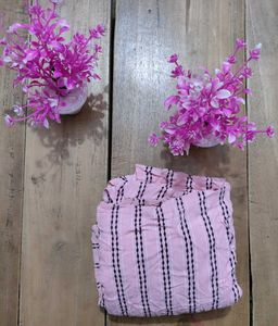 Pink Striped Maternity Dress With Front Zip