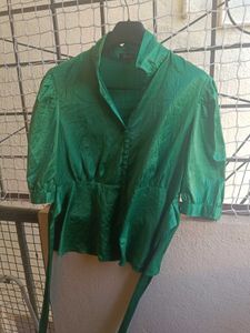 Formal Green Satin Top