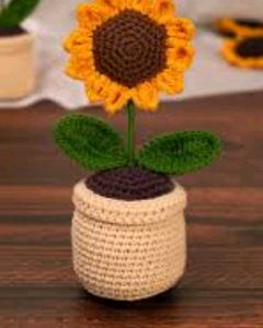 Crochet Sunflower Pot