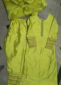 Lime Green Embellished Salwar Kameez