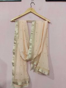 Peach Embroidered  kurta and dupatta