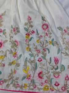 White Embroidered Top with Pom-Pom Detail