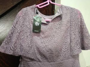 FIG Lilac/Lavender Lace A-Line Dress