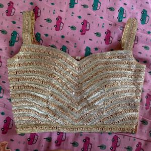 Embellished Gold Blouse And Pallazo Pants