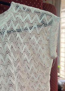 White Crochet Knit Top
