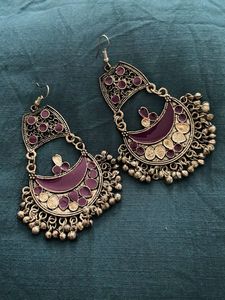 Boho Purple Crescent Earrings