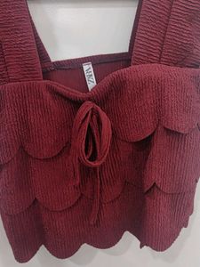 Zara Burgundy Crop Top