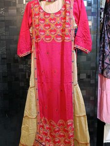 Red &amp; Gold Embroidered Traditional Dress
