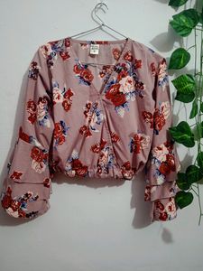 Crop Top With Flared Sleeves