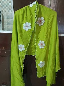 Flower Design Green Dupatta