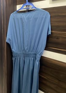 Blue Button-Down Midi Dress