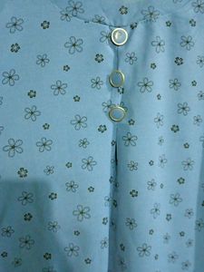 Blue Floral Button-Down Top