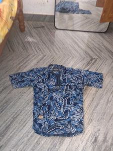 Leaf Print Half-Zip Casual Shirt