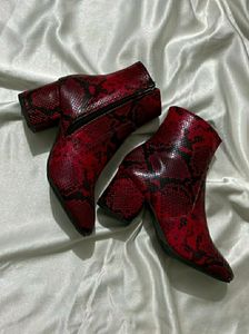 Red Snake Print Boots