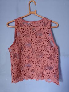 Peach Lace Tank Top
