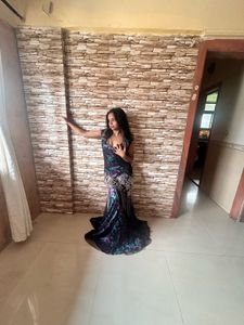 Floral Sequin Evening Gown