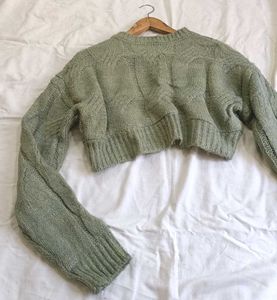 Green Knit Cropped Sweater