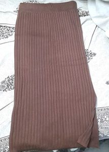 Ribbed High Waist Slit Bodycone Long Skirt