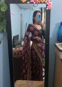 Black Net Saree