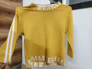 Yellow Mustardish Fitted Crop Top