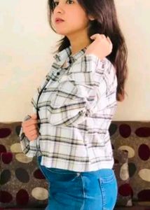 Women White Checks Jacket