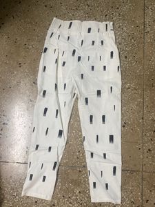 Women Black&amp;White Ankle Pants With Pockets