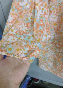 Floral Orange Women Boxy Shirt -xxl (42 Inch)