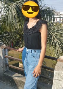 Black Ruffle Top