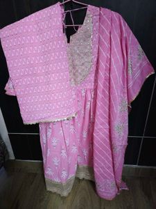 Pink Printed Kurta Set