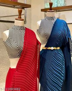 Crushed Saree Attached With Blouse