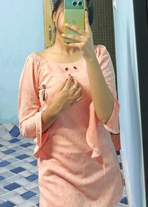 Size S Peach Flared Sleeve Top