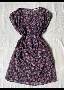 Round Neck Floral Midi Dress